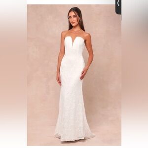 Gorgeous Love White Lace Strapless
Mermaid Maxi Dress (Wedding Dress)